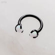 Load image into Gallery viewer, Luminous Opal Septum Ring • Horseshoe Ring • Daith • Lip • Cartilage • Lobe • 16 Gauge • Surgical Steel • Circular Barbell • Body Jewelry