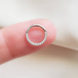 Load image into Gallery viewer, Micro Pavé Front Facing Clicker Hoops