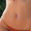 Load image into Gallery viewer, Sparkle Belly Button Naval Ring • Heart Shaped CZ • Double Jeweled • 14 Gauge • 14k Gold Plate • 316L Surgical Steel
