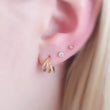 Load image into Gallery viewer, Triple Pavé Diamond CZ Clicker Hoop • 16 Gauge Hinged Segment Hoop • Multiple Piercings • Ear Stack • Gold Double Hoop • Cartilage