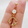 Load image into Gallery viewer, Flower Belly Ring • Floral Circle Dangle • Pastel Flowers • 14 Gauge • Body Jewelry • Floral Belly Ring • Navel Ring • Belly Button Piercing