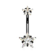 Load image into Gallery viewer, Sparkle Belly Button Naval Ring • Star Shaped • Round CZ • Double Jeweled • 14 Gauge • 14k Gold Plate • 316L Surgical Steel