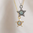 Load image into Gallery viewer, Opal Star Necklace • Dainty Layering Necklace • Celestial Jewelry • October Birthday Gift • CZ Diamond Accents