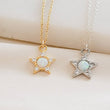 Load image into Gallery viewer, Opal Star Necklace • Dainty Layering Necklace • Celestial Jewelry • October Birthday Gift • CZ Diamond Accents