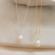 Load image into Gallery viewer, Oval freshwater pearl on oversized loop and delicate chain. Bridal Jewelry by Studio Blue