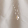 Load image into Gallery viewer, Oval freshwater pearl on oversized loop and delicate chain. Bridal Jewelry by Studio Blue