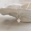 Load image into Gallery viewer, Oval freshwater pearl on oversized loop and delicate chain. Bridal Jewelry by Studio Blue