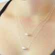 Load image into Gallery viewer, Modern Floating Bead Necklace • Single Sterling Silver Bead • Minimal Style • Layering Necklace • Oval Silver Bead • Gift For Her