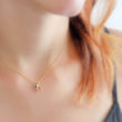 Load image into Gallery viewer, Tiny Wishbone & Evil Eye Necklace • Double Lucky Jewelry • Dainty Evil Eye Charm • Nazar Necklace • Protection Amulet • Lucky Wishbone