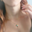 Load image into Gallery viewer, Italian Horn & Evil Eye Necklace • Protection Amulets • Dainty Layering Necklace • Gold Italian Horn • Lucky Charms • Waterproof Necklace
