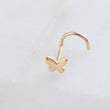 Load image into Gallery viewer, 14K Gold Butterfly Nose Screw • 20 Gauge Nose Stud • Tiny Gold Butterfly • Dainty Nose Jewelry • Gift for Her • Nature Lover • Waterproof