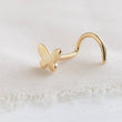 Load image into Gallery viewer, 14K Gold Butterfly Nose Screw • 20 Gauge Nose Stud • Tiny Gold Butterfly • Dainty Nose Jewelry • Gift for Her • Nature Lover • Waterproof