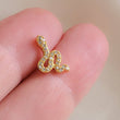 Load image into Gallery viewer, CZ Diamond Snake Stud • Flat Back Earrings • 16 Gauge Screw Back Studs • 316L Surgical Steel • Comfort Fit • Sleep In Earrings