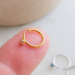 Load image into Gallery viewer, Tiny CZ Gemstone Nose Ring • Pretty & Delicate Nose Hoop • 20 Gauge Surgical Steel • Dainty Nose Ring •