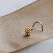Load image into Gallery viewer, 14K Gold Flower Nose Screw • 20 Gauge Nose Stud • Tiny Gold Flower • Dainty Nose Jewelry • Minimal and Delicate