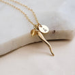 Load image into Gallery viewer, Italian Horn Cornicello Necklace • Personalized Initial & Birthstone • Good Luck Charm • Protection Amulet • Gold Horn Necklace • Waterproof