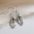 Load image into Gallery viewer, Leaf & Gemstone Drop Earrings • Choose Your Color • Custom Earrings • Boho Style • Nature Inspired • Mint Leaves • Dangle Earrings