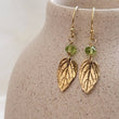Load image into Gallery viewer, Leaf & Gemstone Drop Earrings • Choose Your Color • Custom Earrings • Boho Style • Nature Inspired • Mint Leaves • Dangle Earrings