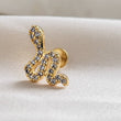Load image into Gallery viewer, CZ Diamond Snake Stud • Flat Back Earrings • 16 Gauge Screw Back Studs • 316L Surgical Steel • Comfort Fit • Sleep In Earrings