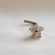 Load image into Gallery viewer, Sparkle Flower Nose Stud • L Bend Nose Stud • Diamond CZ Flower • Dainty Nose Jewelry • Waterproof • 20 Gauge