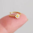 Load image into Gallery viewer, Dainty Daisy Nose Ring • Delicate Nose Hoop • Body Jewelry • Flower Nose Ring • 20 Gauge • Enamel Daisy