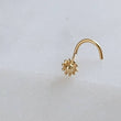 Load image into Gallery viewer, 14K Gold Flower Nose Screw • 20 Gauge Nose Stud • Tiny Gold Flower • Dainty Nose Jewelry • Minimal and Delicate