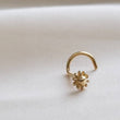 Load image into Gallery viewer, 14K Gold Flower Nose Screw • 20 Gauge Nose Stud • Tiny Gold Flower • Dainty Nose Jewelry • Minimal and Delicate