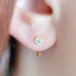 Load image into Gallery viewer, SPARKLE Flower Hug Hoops • Thin CZ Cluster Hoops • Open Skinny Hoop • Modern Hoop Earrings • Tiny Hug Hoops • Dainty Earrings • 20g