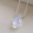 Load image into Gallery viewer, Rainbow Moonstone • Teardrop Necklace • Moonstone Pendant • Delicate Jewelry • Layering Necklace • Rainbow Gemstone • Genuine Moonstone