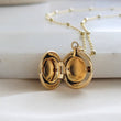 Load image into Gallery viewer, Little Gold Locket Necklace • Tiny Photo Locket • Gift For Mom • Dainty Round Locket • Modern Style • Satellite Chain • Memory Necklace