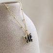 Load image into Gallery viewer, Tiny Butterfly Necklace • Black Mother of Pearl • Dotted Satellite Chain • Symbol of Transformation • Graduation Gift • Waterproof Necklace