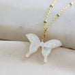 Load image into Gallery viewer, Butterfly Necklace • Hand Carved Mother of Pearl • Dotted Satellite Chain • Symbol of Transformation • Graduation Gift
