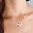 Load image into Gallery viewer, Butterfly Necklace • Hand Carved Mother of Pearl • Dotted Satellite Chain • Symbol of Transformation • Graduation Gift