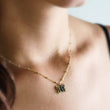 Load image into Gallery viewer, Tiny Butterfly Necklace • Black Mother of Pearl • Dotted Satellite Chain • Symbol of Transformation • Graduation Gift • Waterproof Necklace