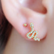 Load image into Gallery viewer, CZ Diamond Snake Stud • Flat Back Earrings • 16 Gauge Screw Back Studs • 316L Surgical Steel • Comfort Fit • Sleep In Earrings