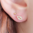 Load image into Gallery viewer, Diamond CZ Evil Eye • Flat Back Studs • Pavé Earrings • Body Jewelry • 316L Surgical Steel • Comfort Stud • 16G • Screw In Studs