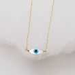 Load image into Gallery viewer, Dainty Evil Eye Necklace • Mother of Pearl Evil Eye • Delicate Necklace • Good Luck • Protection • Black or White Evil Eye