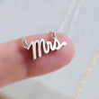 Load image into Gallery viewer, Mrs. Necklace • Mrs. Word Jewelry • New Bride • Bridal Shower Gift • Honeymoon Gift • Just Married • Bridal Jewelry • Hand Written Pendant