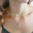Load image into Gallery viewer, Tiny Wishbone & Evil Eye Necklace • Double Lucky Jewelry • Dainty Evil Eye Charm • Nazar Necklace • Protection Amulet • Lucky Wishbone