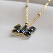Load image into Gallery viewer, Tiny Butterfly Necklace • Black Mother of Pearl • Dotted Satellite Chain • Symbol of Transformation • Graduation Gift • Waterproof Necklace