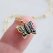 Load image into Gallery viewer, Tiny Butterfly Necklace • Black Mother of Pearl • Dotted Satellite Chain • Symbol of Transformation • Graduation Gift • Waterproof Necklace