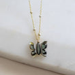 Load image into Gallery viewer, Tiny Butterfly Necklace • Black Mother of Pearl • Dotted Satellite Chain • Symbol of Transformation • Graduation Gift • Waterproof Necklace