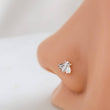 Load image into Gallery viewer, Tiny Bee Nose Bone • 24 Gauge • Sterling Silver Nose Jewelry • Little Bee Nose Stud • Small Nose Piercing