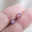 Load image into Gallery viewer, Poppy Nose Stud • Pretty Enameled Flower • Purple Flower Nose Jewelry • 20 Gauge Surgical Steel • Floral Nose Ring • L Bend
