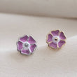 Load image into Gallery viewer, Poppy Nose Stud • Pretty Enameled Flower • Purple Flower Nose Jewelry • 20 Gauge Surgical Steel • Floral Nose Ring • L Bend