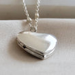 Load image into Gallery viewer, Heart Shaped Locket Necklace • Tiny Photo Locket • Gift For Mom • Dainty Heart Locket • Modern Style • Satellite Chain • Memory Necklace