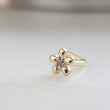 Load image into Gallery viewer, Tiny 14K Gold Flower Nose Stud With Tiny Diamond CZ Accent • Yellow Gold Nose Stud • Dainty Daisy Flower • Waterproof • 20 Gauge • L Bend