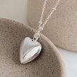 Load image into Gallery viewer, Heart Shaped Locket Necklace • Tiny Photo Locket • Gift For Mom • Dainty Heart Locket • Modern Style • Satellite Chain • Memory Necklace