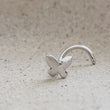 Load image into Gallery viewer, 14K Gold Butterfly Nose Screw • 20 Gauge Nose Stud • Tiny Gold Butterfly • Dainty Nose Jewelry • Gift for Her • Nature Lover • Waterproof