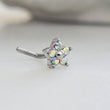 Load image into Gallery viewer, Sparkle Flower Nose Stud • L Bend Nose Stud • Diamond CZ Flower • Dainty Nose Jewelry • Waterproof • 20 Gauge